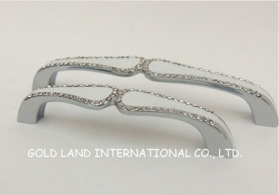 128mm Free shipping zinc alloy+crystal glass frniture handle