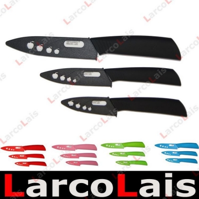 3" 4" 5" inch Red Black Green Blue Pink Aantiskid Handle Paring Fruit Utility Home Kitchen Ceramic Knife Set with Scabbard