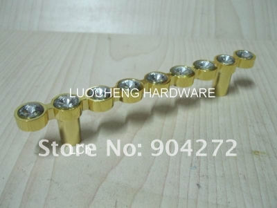 30PCS/ LOT FREE SHIPPING 140 MM CLEAR CRYSTAL HANDLE WITH ALUMINIUM ALLOY GOLD METAL PART