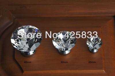 30mm K9 Crystal & Zinc Alloy Furniture Bright Chrome& Clear Crystal Handle & Knob