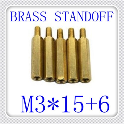 500pcs/lot pcb m3*15+6 brass hex male to female standoff /standoff screw