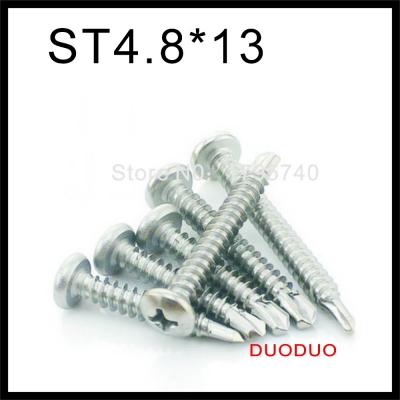 50pcs din7504n st4.8 x 13 410 stainless steel phillips pan head self drilling screw cross recessed raised cheese head screws