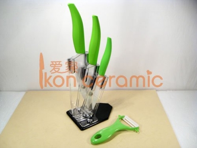 China Knives - 5pcs/Ceramic Knife Set, 4"/5"/6"/peeler with a Ceramic Knife Holder.(AJ-5DP-AG)