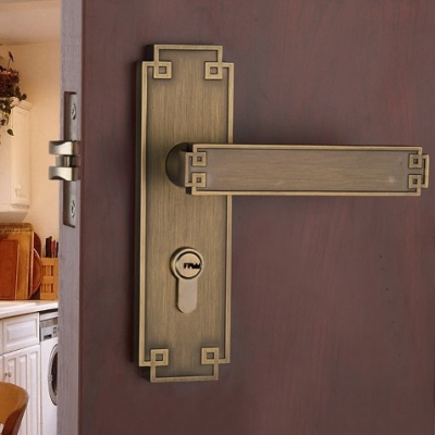 Chinese antique LOCK Antique brass ?Door lock handle ?Double latch (latch + square tongue) Free Shipping(3 pcs/lot) pb02