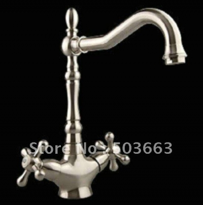 Double Handles Brushed Nickel Bathroom Basin Sink Mixer Tap CM0204 [Kitchen Pull Out Faucet 1945|]