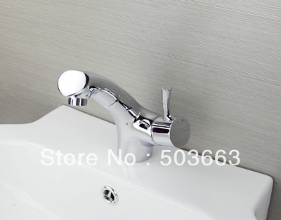 Luxury Shine Chrome Bathroom Basin Sink Pull Out Faucet Vanity Faucet Mixer Tap L-6036