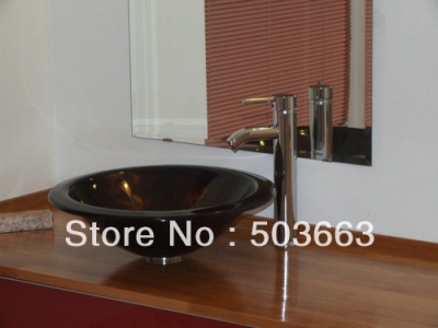 Vessel Washbasin Tempered Glass Sink combine Brass Faucet Set Pedestal Sink Faucet L-0463
