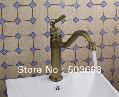 Wholesale Deck Mounted Antique Brass Bathroom Basin Sink Swivel Spout Faucet Vanity Faucet Swivel Mixer Tap Crane S-167 [Bathroom faucet 299|]