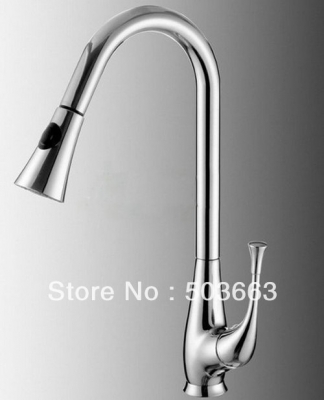Wholesale New Chrome Single Handle Brass Kitchen Faucet Basin Sink Swivel Spray Mixer Tap S-818