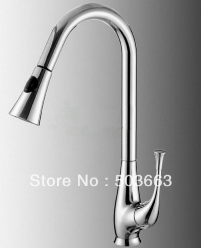 Wholesale New Chrome Single Handle Brass Kitchen Faucet Basin Sink Swivel Spray Mixer Tap S-818 [Kitchen Faucet 1653|]