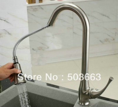 Wholesale New Single Handle Kitchen Swivel Sink Vessel Brass Faucet Basin Sink Pull Out Spray Mixer Tap Chrome Cranes S-761