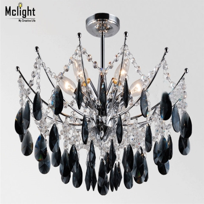 black modern crystal chandelier light fixture clear crystal ceiling lamp for dining room bedroom k9 chandelier [crystal-ceiling-light-7198]