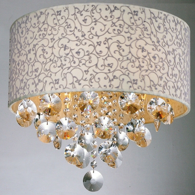 crystal ceiling light fixture with fabric lampshade mc0581 [crystal-ceiling-light-7273]