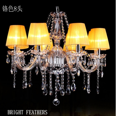 crystal chandelier light with yellow shade 8 lights chrome crystal lighting bed room, dinning room#q8006-6gold [chandeliers-3942]