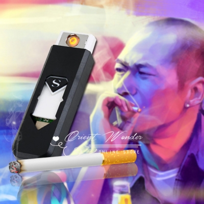 electronic cigarette lighters plastic usb flameless lighter blue black white power battery cigar 300pcs/lot new [lighter-4444]
