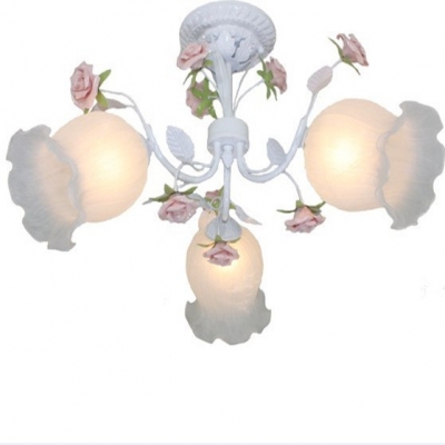 ems wrought iron flowers and lights lamp restaurant lamp ceramic ceiling lamp 3 lights [ceiling-light-6286]