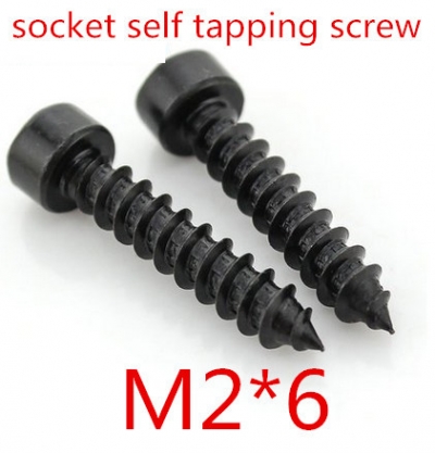 for s 200pcs/lot m2*6 hex socket head self tapping screw grade 10.9 alloy steel with black