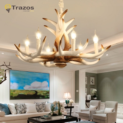 indoor antlers chandelier for european country living room xmas decoration lamp luminarias para sala de jantar ceiling pendant [chandelier-2825]