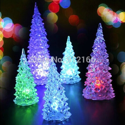 led christmas tree night lamp artificial 7 color glow christmas halloween ornament/decoration kids gift 4 pcs/lot [christmas-gift-4498]