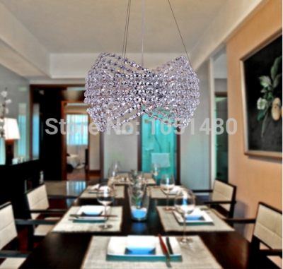 modern chrome finish pendant crystal chandelier dinning room lighting fixtures [modern-crystal-chandelier-5200]