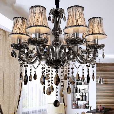 modern led crystal chandeliers 6 lights for kitchen room livingroom bedroom gray color k9 crystalchandelier