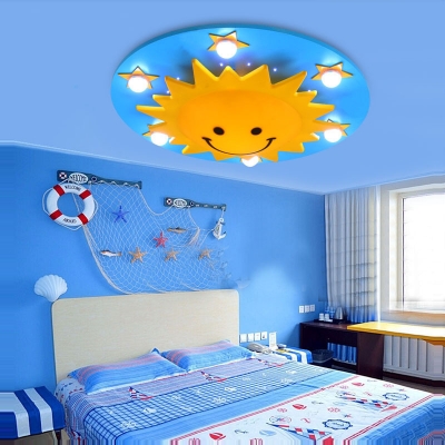modern led night light sunshine shape for children room blue or red painting red lights [ceiling-lights-3882]