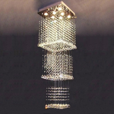 modern lighting lustres de lamparas crystal square chandelier led light l60*w60*h150cm, stairway chandeliers [modern-crystal-chandelier-5084]