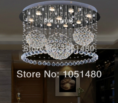 most popular flush mount 3 balls contemporary crystal chandeliers l800*w400*h600mm home lighting
