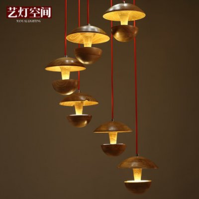new creative wood light pendant art decoration home indoor luces decorativas lighting lamps wooden 110-240v led bulb [bamboo-wood-3105]
