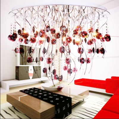 new luxury red led modern luster crystal chandelier lights faixture for foyer bedroom el project flush mounted g4 drop lamp [modern-crystal-chandelier-7098]