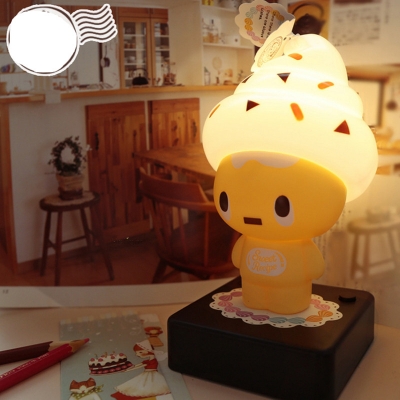new novelty ice cream cone shaped night light led desk table lamp kids children bedroom decoration lights girlfriend gift