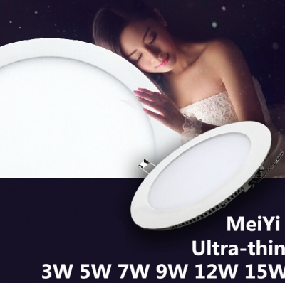 new ultra thin design 3w 4w 6w 9w 12w 15w led surface ceiling recessed grid downlight / round panel light