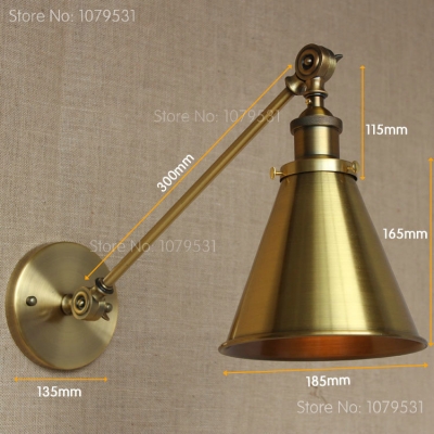 retro bronze single swing arm wall lamp for bedroom bedside adjustable wall mount swing arm lamp [loft-lights-7435]