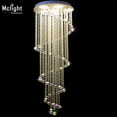 spiral crystal light fixture long crystal chandelier light lustre de cristal for staircase, stairs, foyer crystal stair lamp [crystal-ceiling-light-7030]