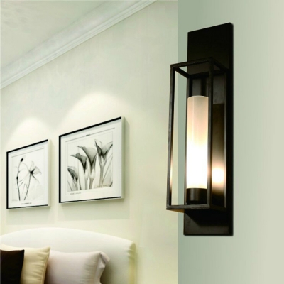 vintage wall light wall sconces black painting e27 e26 h60cm glass wall lamp for bed room bath room [wall-lamps-3872]