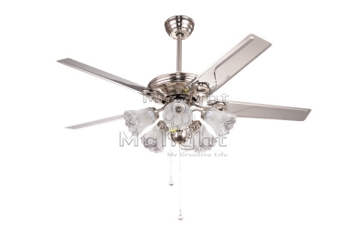 white crystal ceiling fan with lights kits for kids' room coffee house living room lamp stainless steel with 5 blades fan