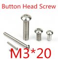 1000pcs stainless steel 304 m3*20 pan head hexagon socket button head screw