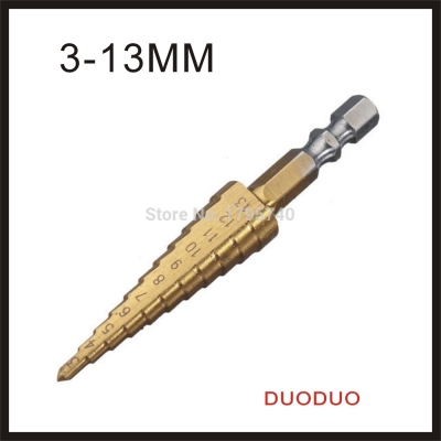 1pc 3-13mm(size of hole) step drill hss straight flute pagoda drill hexagon shank [step-drill-1906]