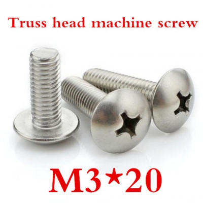 200ps/lot stainless steel m3*20 cross recessed truss head machine screw