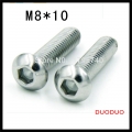 20pcs iso7380 m8 x 10 a2 stainless steel screw hexagon hex socket button head screws