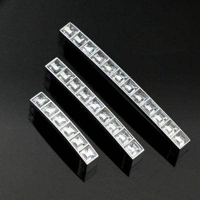 30PCS/LOT K9 Crystal Handle With Zinc Alloy Chrome Metal Part(C.C.:128, Length:140mm) [K9 Crystal Handle 21|]