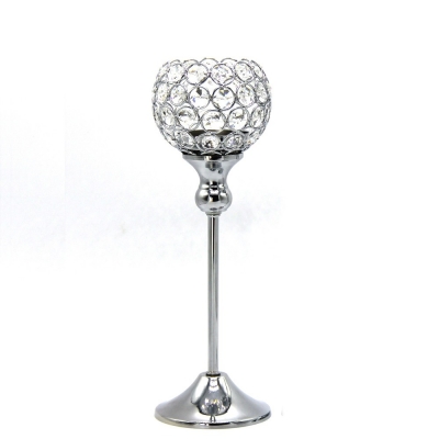 30cm high modern romantic crystal candle holder metal silver plated candlestick for wedding centerpieces candelabra decoration [others-4300]