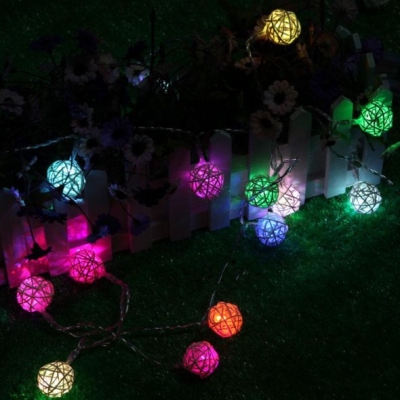 3set colorful handmade rattan ball(,2.5m/set ,20pcs/set) holiday led decoration use aa battery