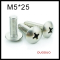 50 pieces m5 x 25mm 304 stainless steel phillips truss head machine screw