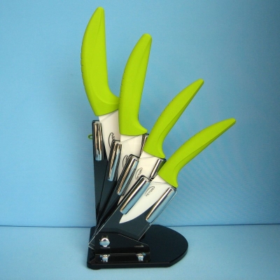 6Pcs Gift Ceramic Knife Sets, 3"+4"+5"+6"+Peeler+Knife holder, Classic Black Kitchen Knives, CE FDA certified