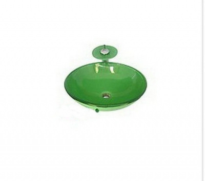Beautiful Green Washbasin Tempered Glass Sink With Brass Faucet CM0117