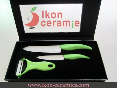 China Knives - 3pcs/Ceramic Knife Set,4"/6"/Peeler IKON Ceramic Knife.( AJ-P3SW-AG)