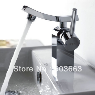 Chrome Finish Single Handle Waterfall Bathroom Basin Brass Mixer Tap Vanity Faucet Y-3123