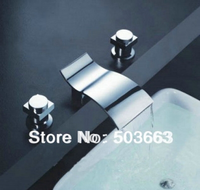 Contemporary Shower Wave Waterfall Bathtub Basin Faucet Sink Mixer Tap Chrome Faucet 3Pcs Shower Set L-0200