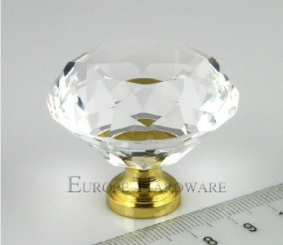D38mmxH32mm Free shipping Golden base crystal furniture cabinet knob [OU Crystal Glass Knobs & Han]